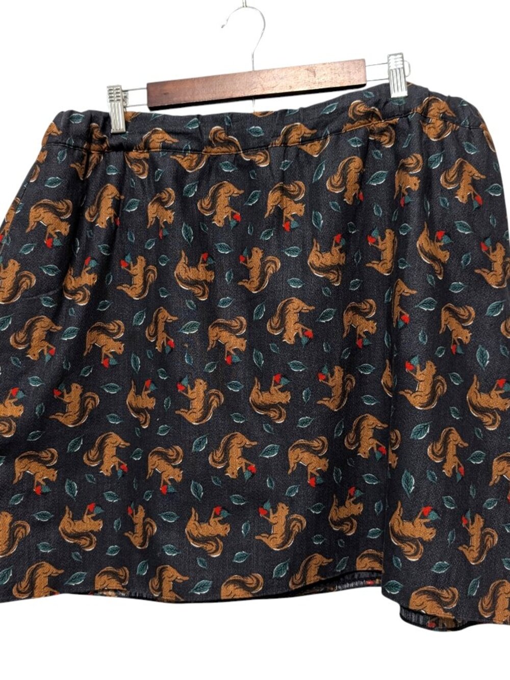 Boden Womens Sz 12R Black Allover Novelty Squirrels Pull On Lined Mini Skirt Fla